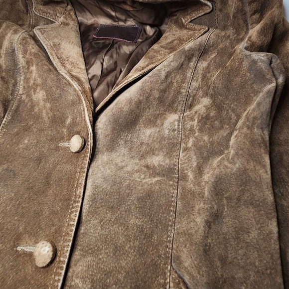 BROWN SUEDE FAUX SUEDE JACKET WOMENS SIZE SMALL - Picture 7 of 16